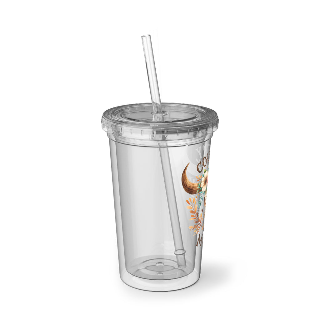 Country Mama Floral Longhorn Acrylic Tumbler with Straw