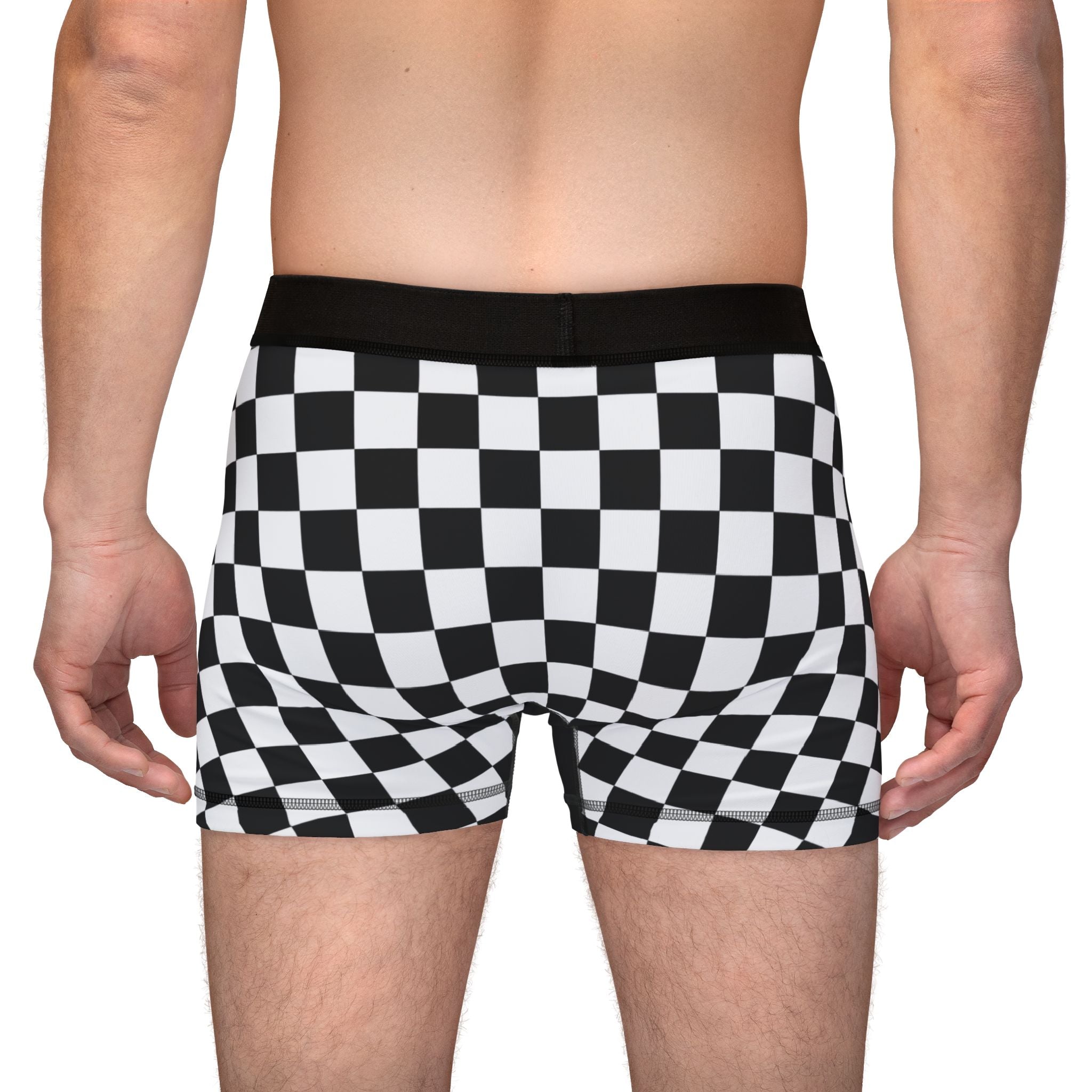 Checkered Flag Boxer Briefs – Black & White Racing Grid Men’s Underwear