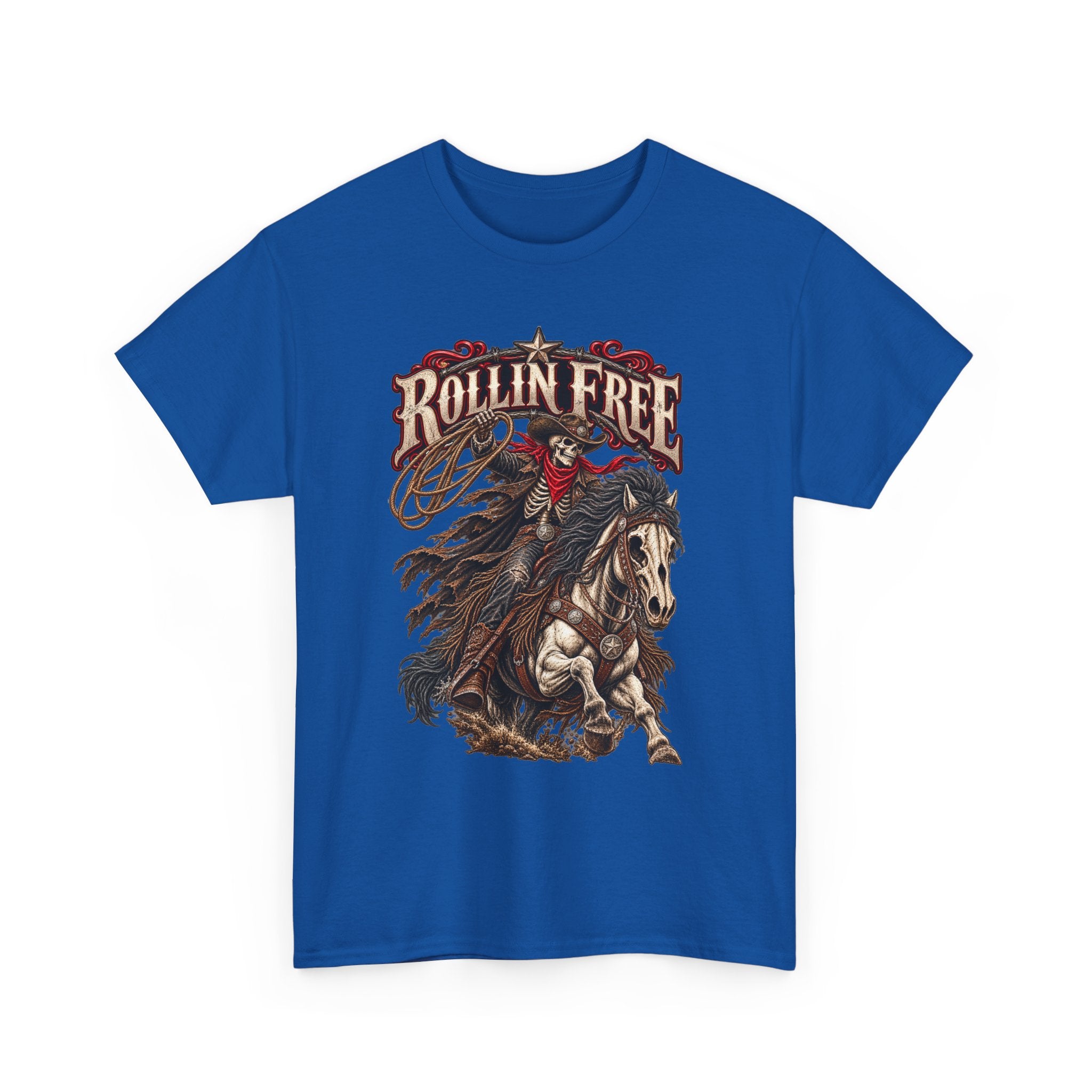 Rollin' Free Skeleton Cowboy Tee — Unisex Western Graphic T-Shirt
