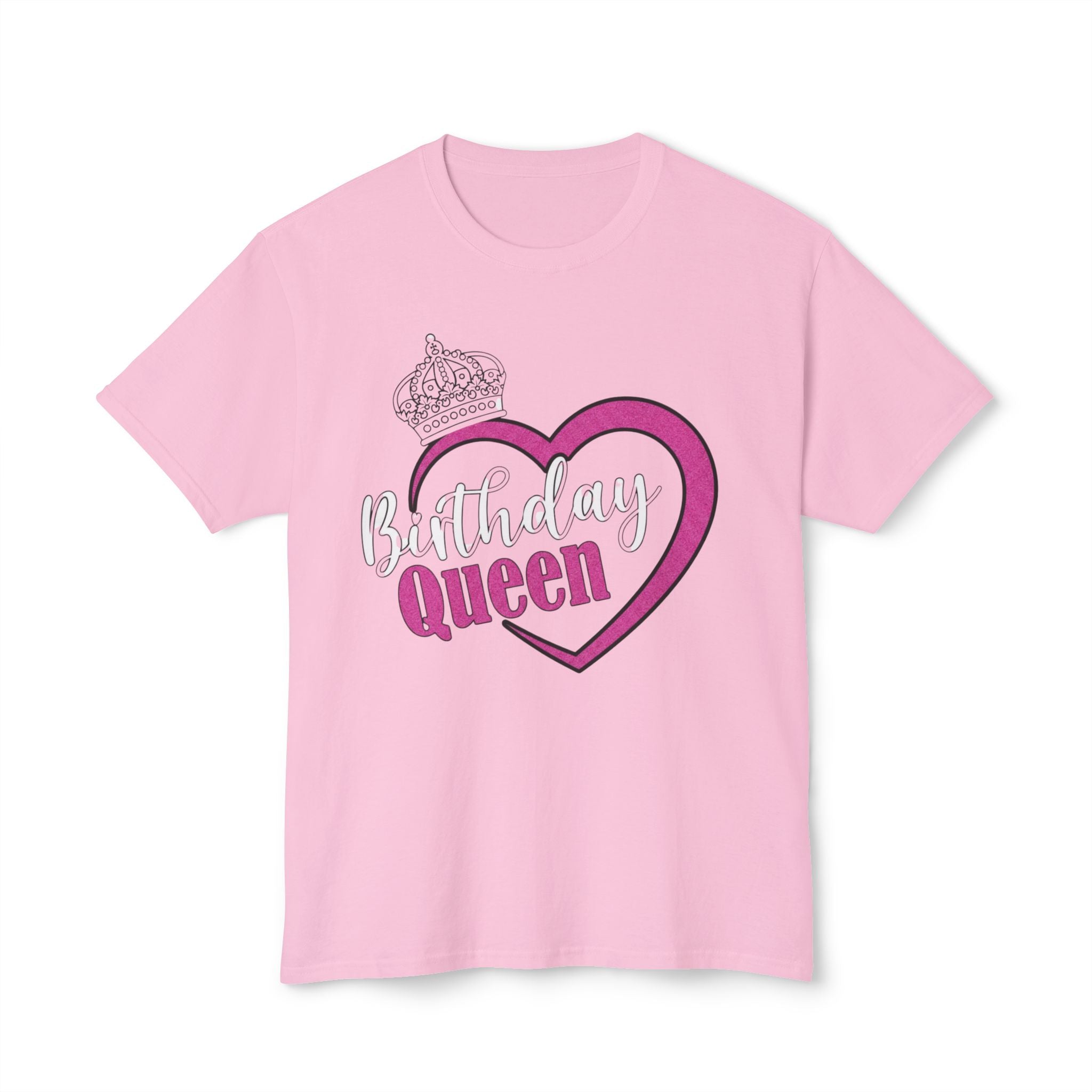 Birthday Queen T-Shirt — Pink Heart & Crown Birthday Tee