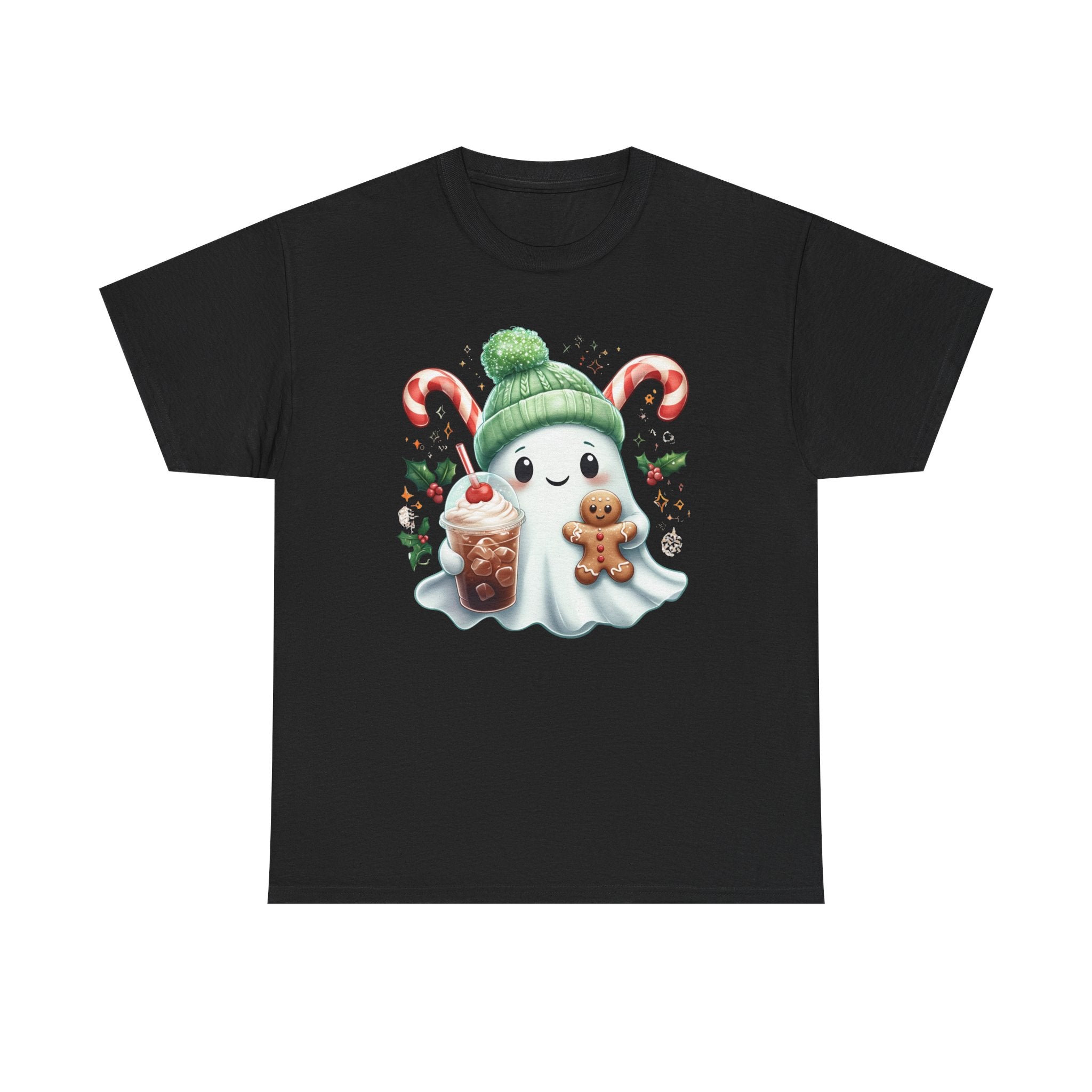 Christmas Ghost T-Shirt — Cute Holiday Ghost with Gingerbread & Candy Canes      Trendy TShirt
