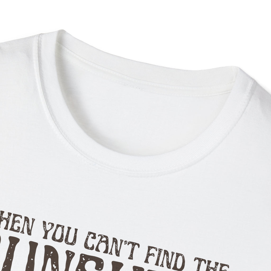 Sunflower Skull Tee — "When You Can’t Find the Sunshine Be the Sunshine" Graphic T-Shirt