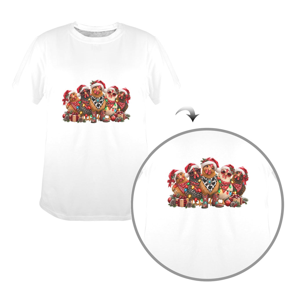 Santa's Sassy Hens Women's Christmas Tee – Funny Country Chicken Holiday Shirt