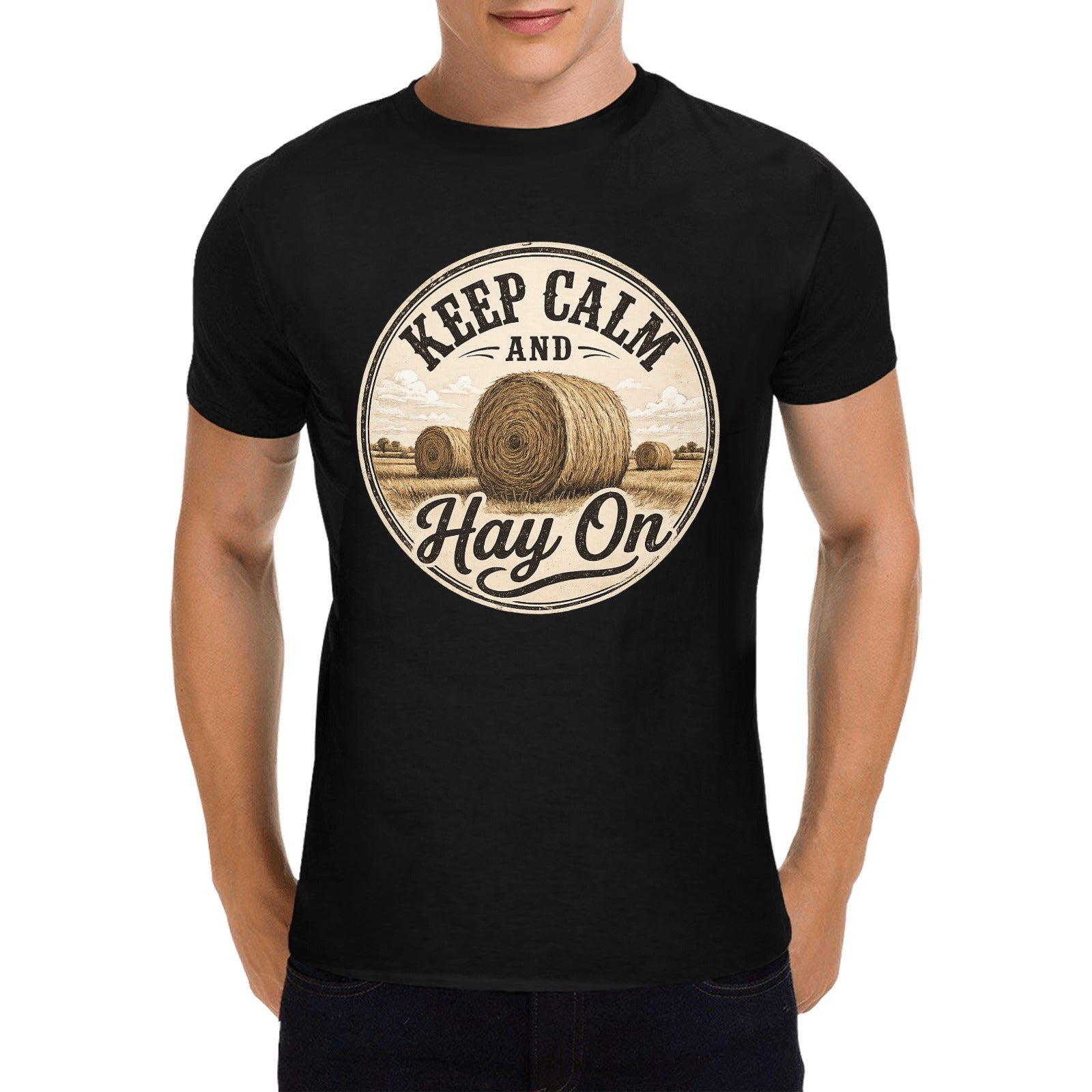 Mens - Keep Calm and Hay On** T-Shirt -