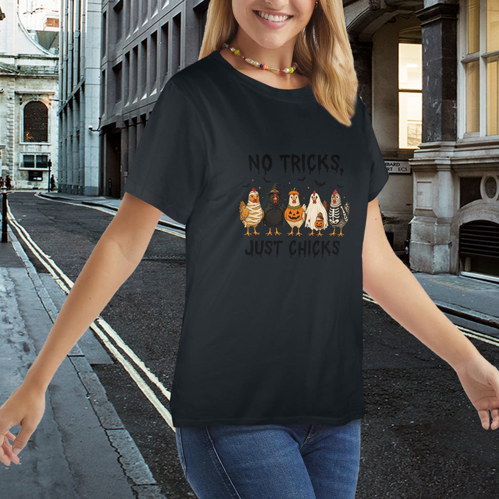 No Tricks, Just Chicks Halloween New Women's T-Shirt