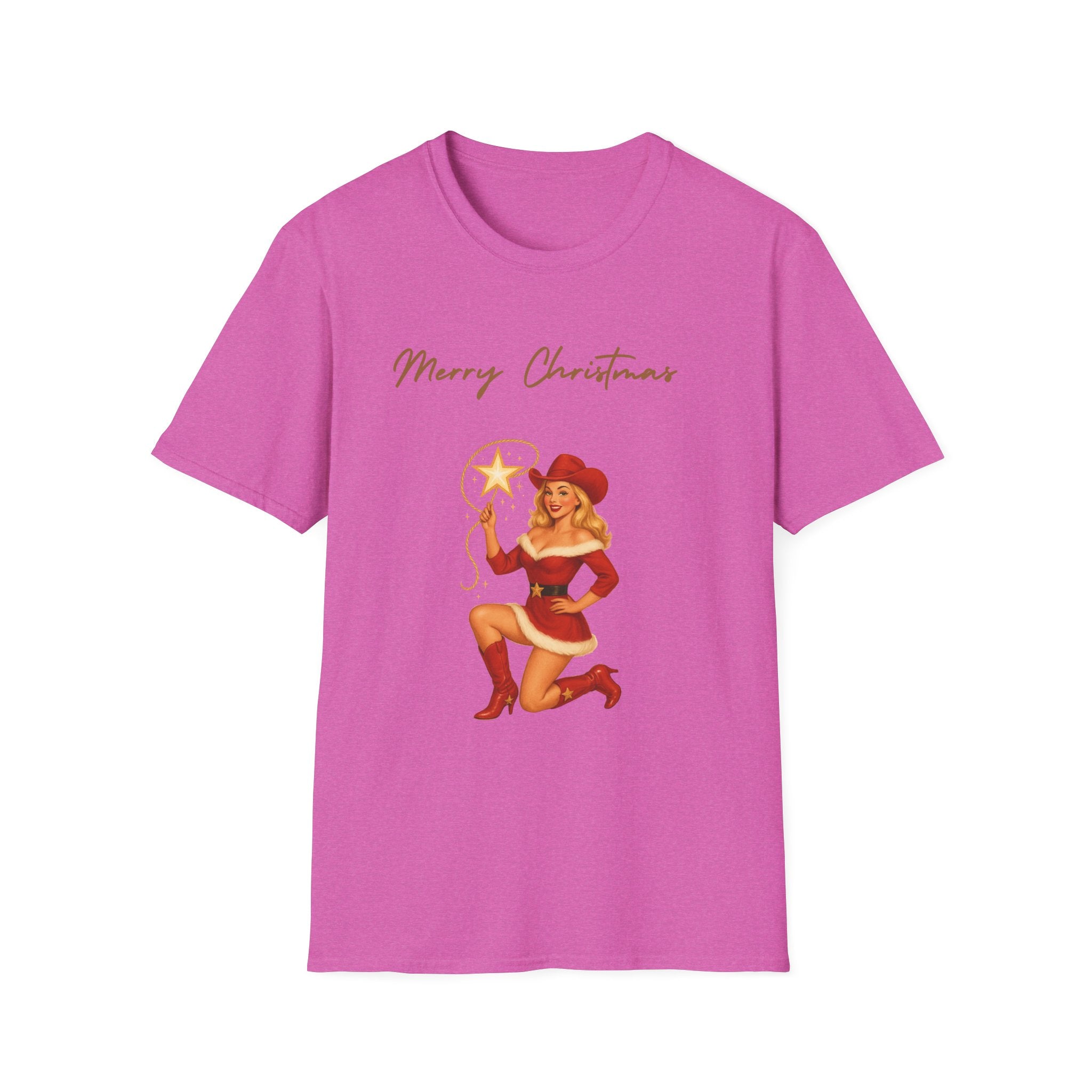 Christmas Cowgirl T-Shirt — "Merry Christmas" Pinup Holiday Tee