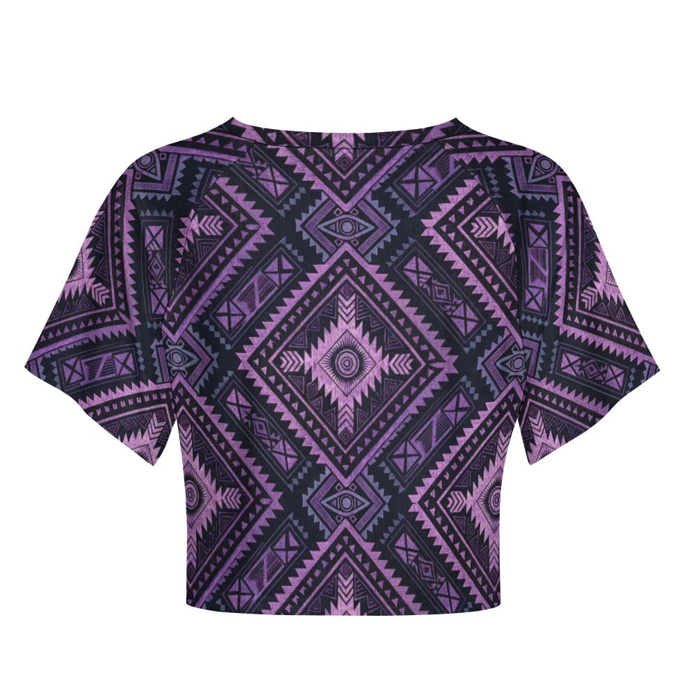 Wolf Hill Ranch – Desert Spirit Collection Aztec Diamond Crop Top Purple