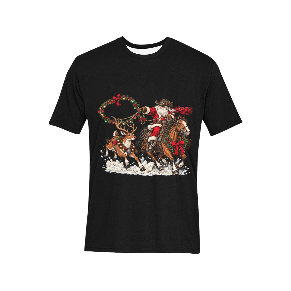 Cowboy Santa & Reindeer Rodeo Christmas Shirt  Men’s Western Holiday Tee🦌