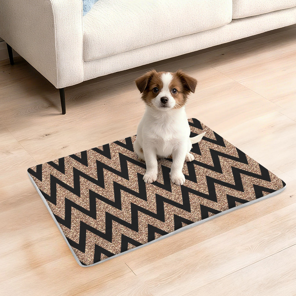 Coco's House of Fashion  Gold Glitter & Black Chevron Dog Mat
