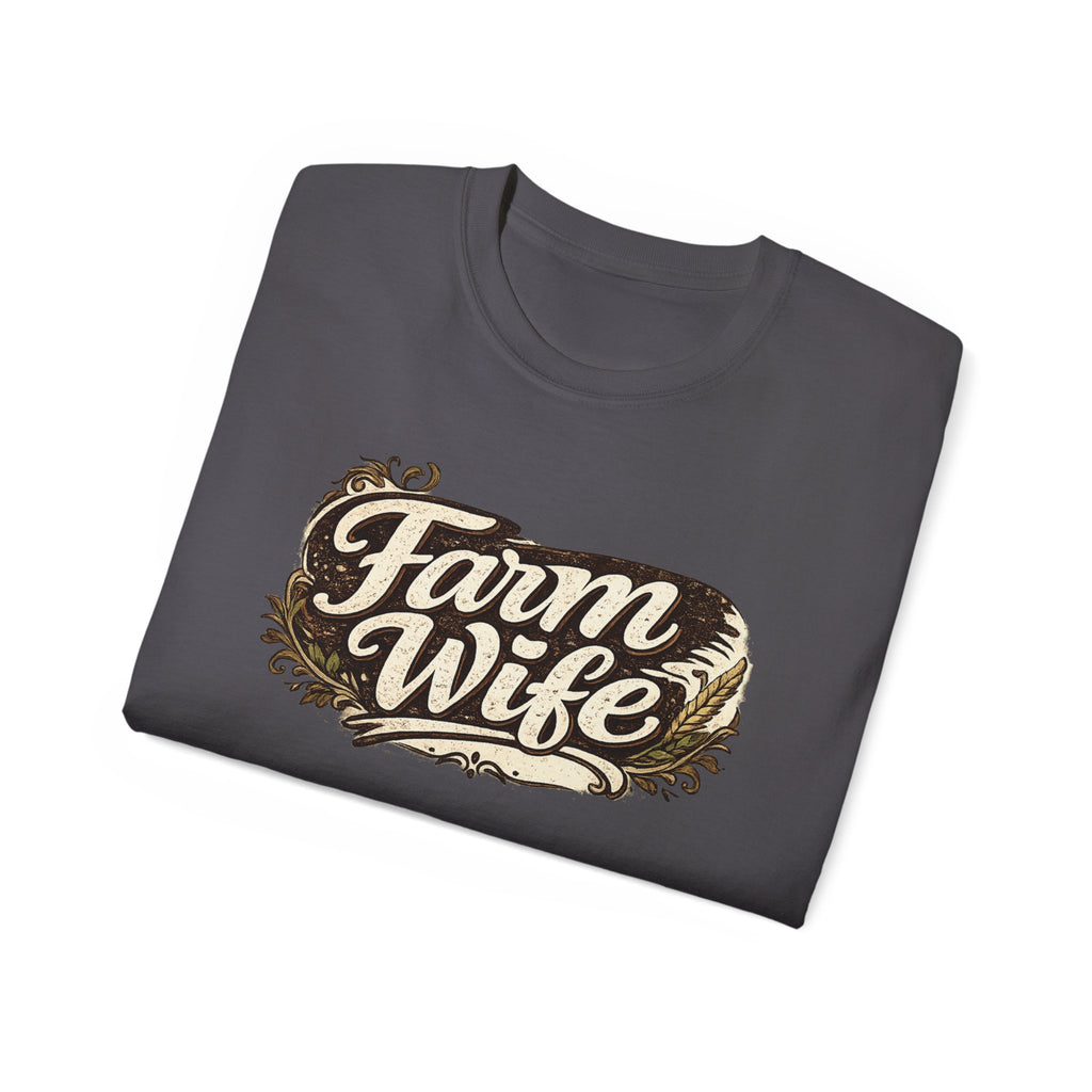 Farm Wife T-Shirt — Rustic Retro Script Tee for Women (Farm Wife)