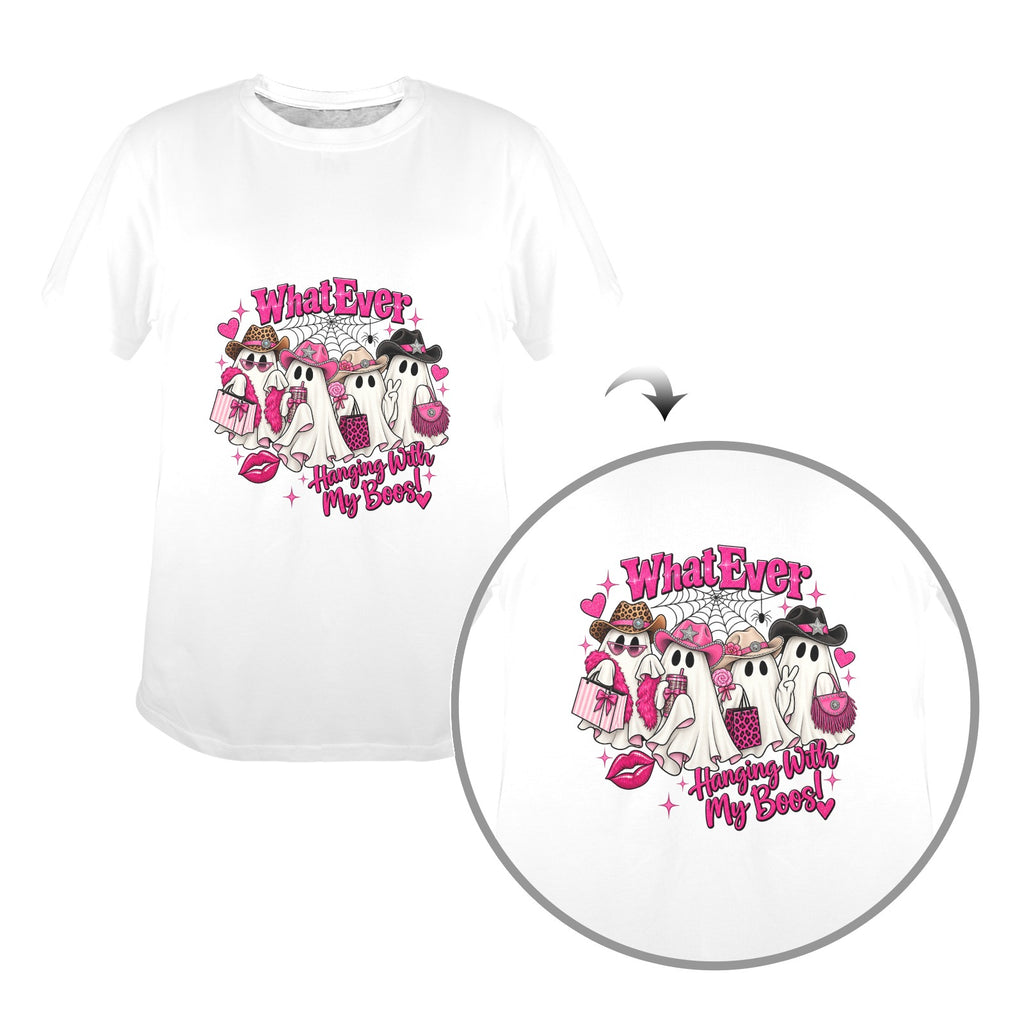 Whatever Hanging With My Boos Western Ghost Women’s Halloween Tee