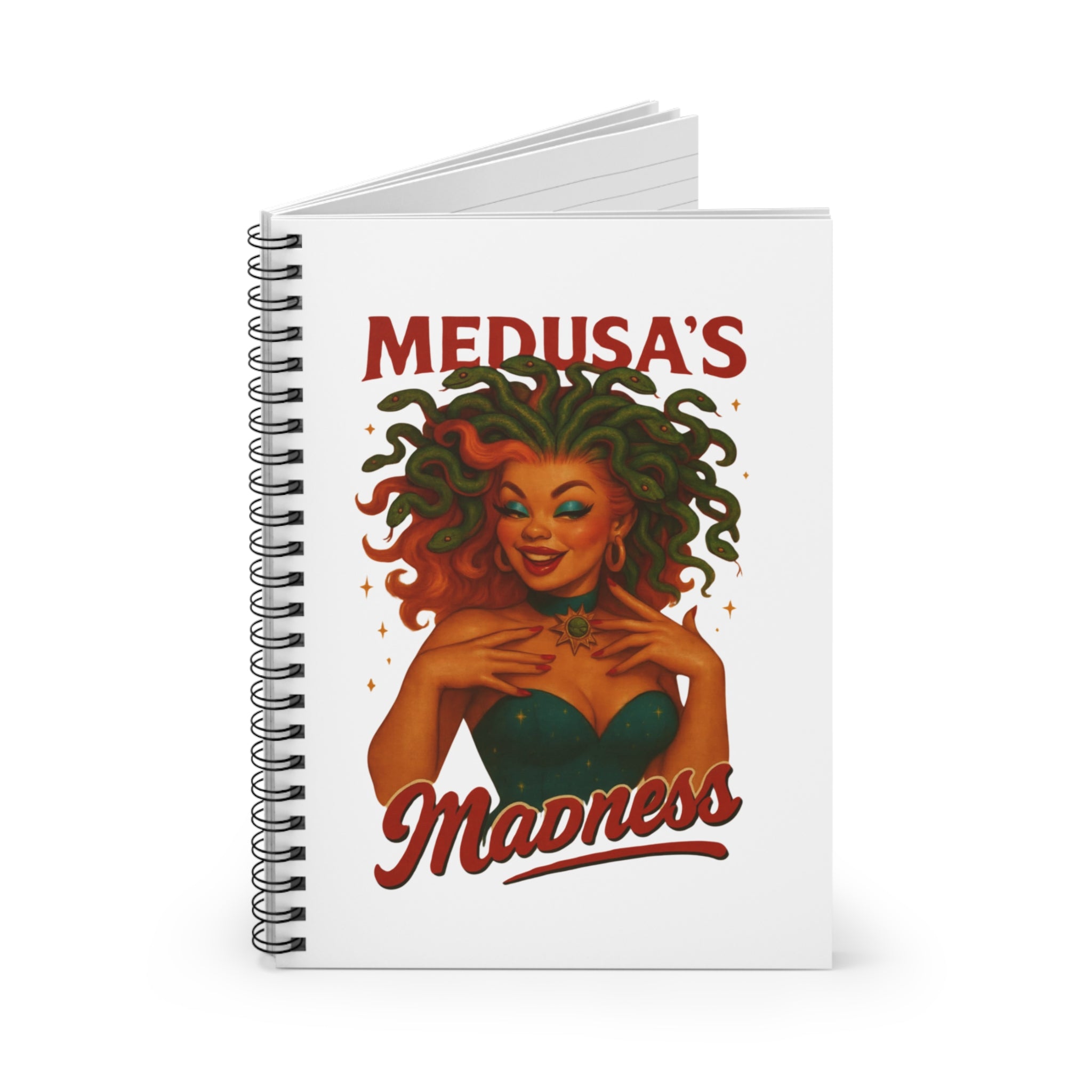 Medusa's Madness Spiral Notebook - Unique Journal for Writers, Art Lovers, Gifts, School Supplies, Witchy Vibe, Holiday Notebook