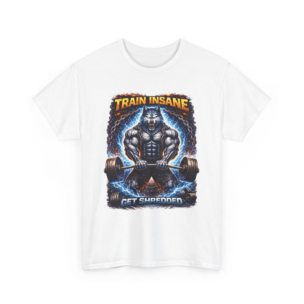 Gym T-Shirt — "Train Insane, Get Shredded" Muscle Workout Tee