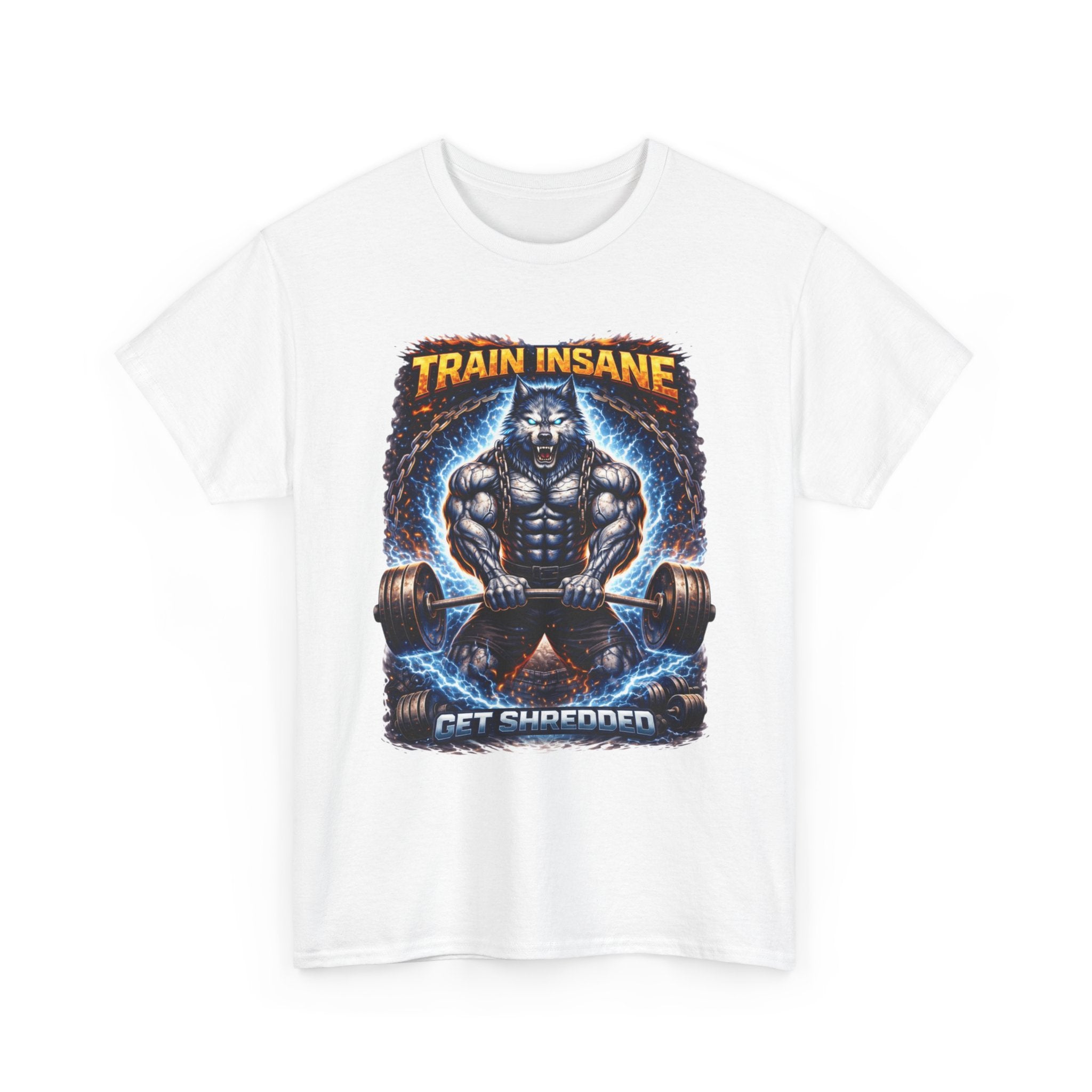 Gym T-Shirt — "Train Insane, Get Shredded" Muscle Workout Tee