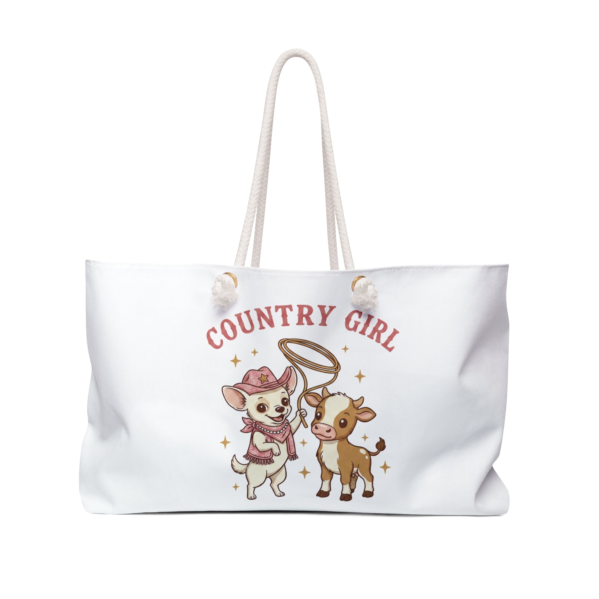 Country Girl Weekender Bag –Coco  Cute Cowgirl & Calf Travel Tote
