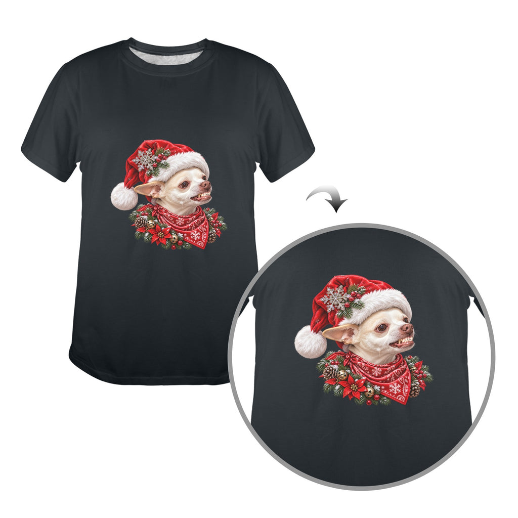 Coco Christmas Women’s T-Shirt – Cute Chihuahua Santa Hat Western Holiday Tee