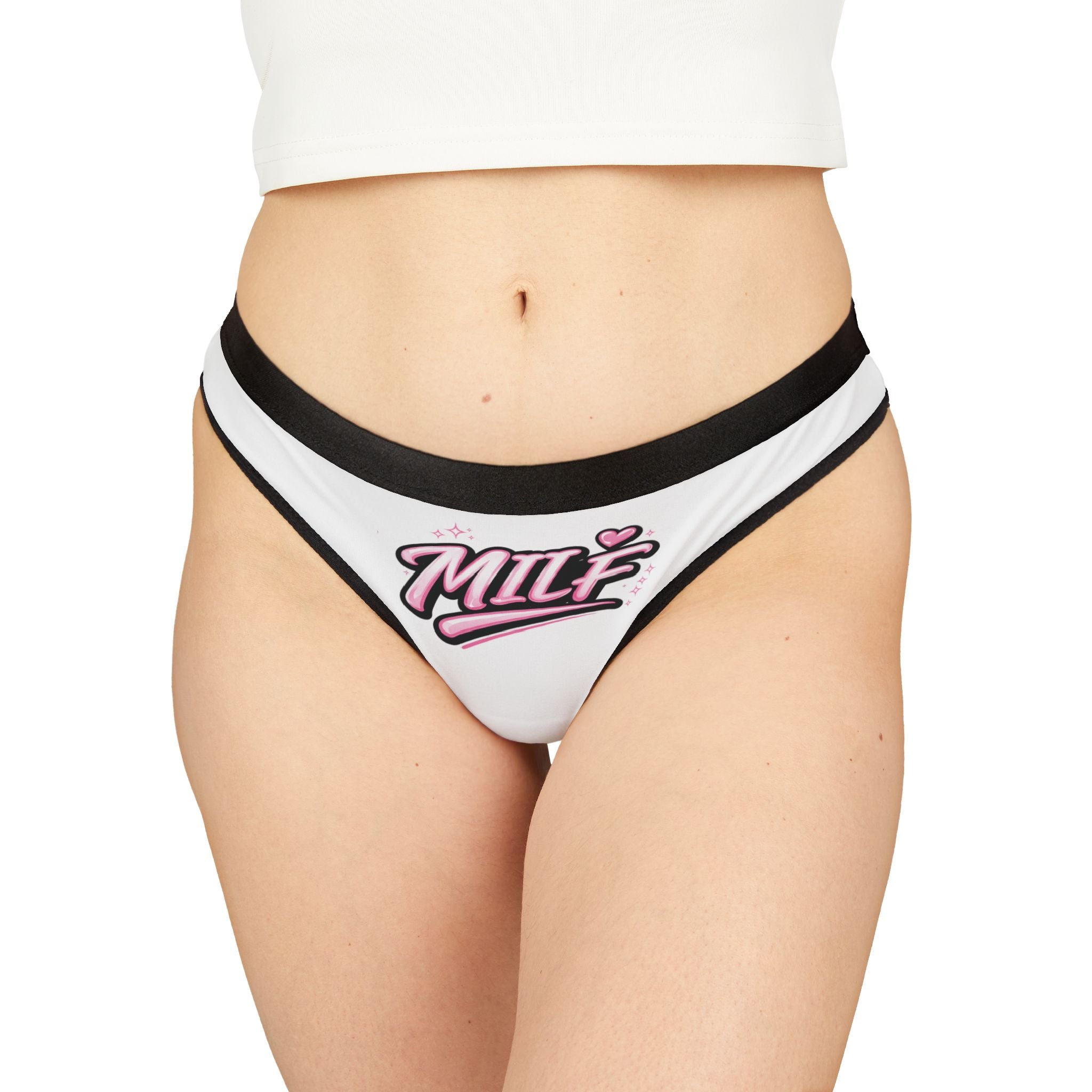 Milf Thong — 'MILF' Pink Script Women's Thong, Playful Bachelorette Lingerie