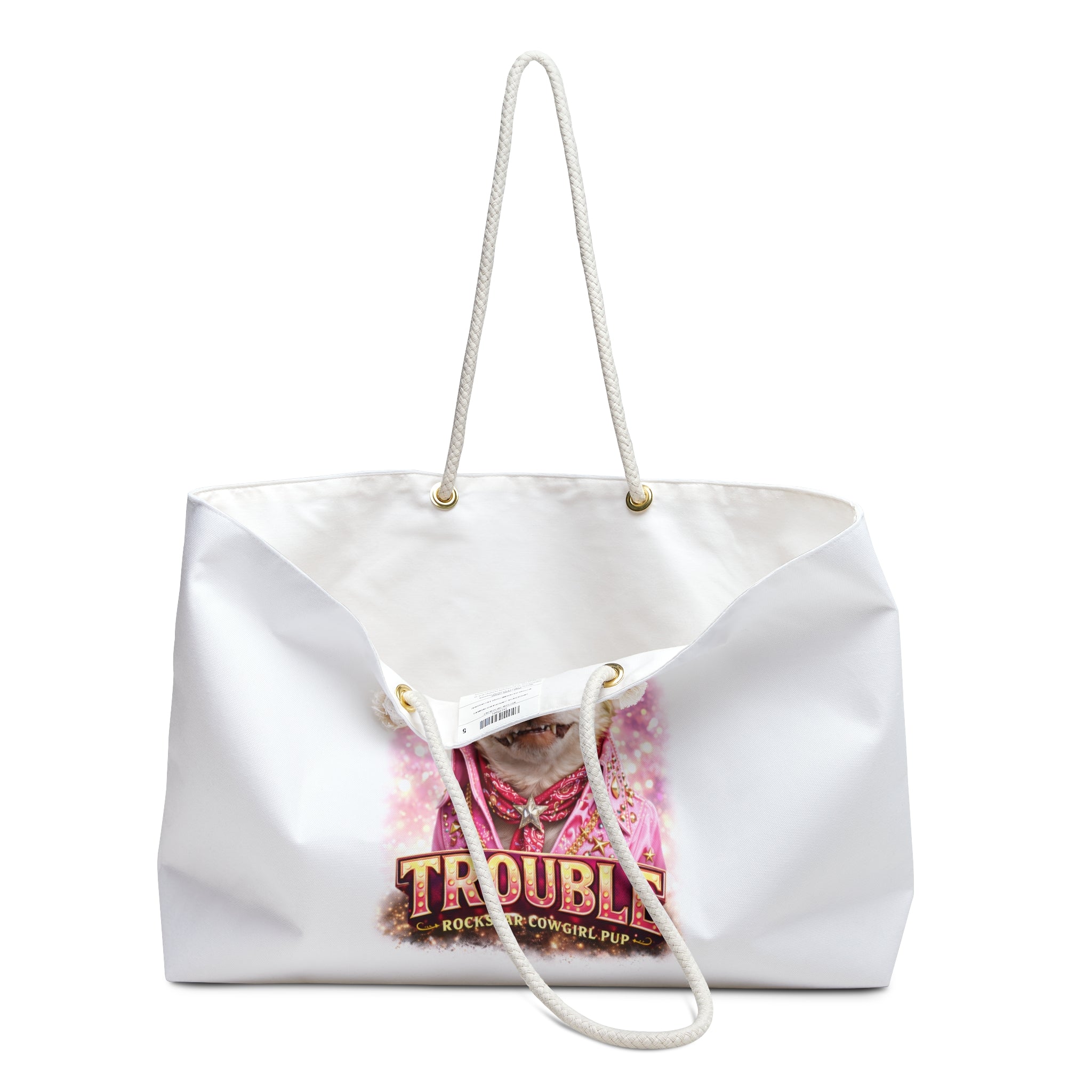 Chihuahua 'Trouble' Weekender Bag — COCO Pink Cowgirl Dog Travel Tote