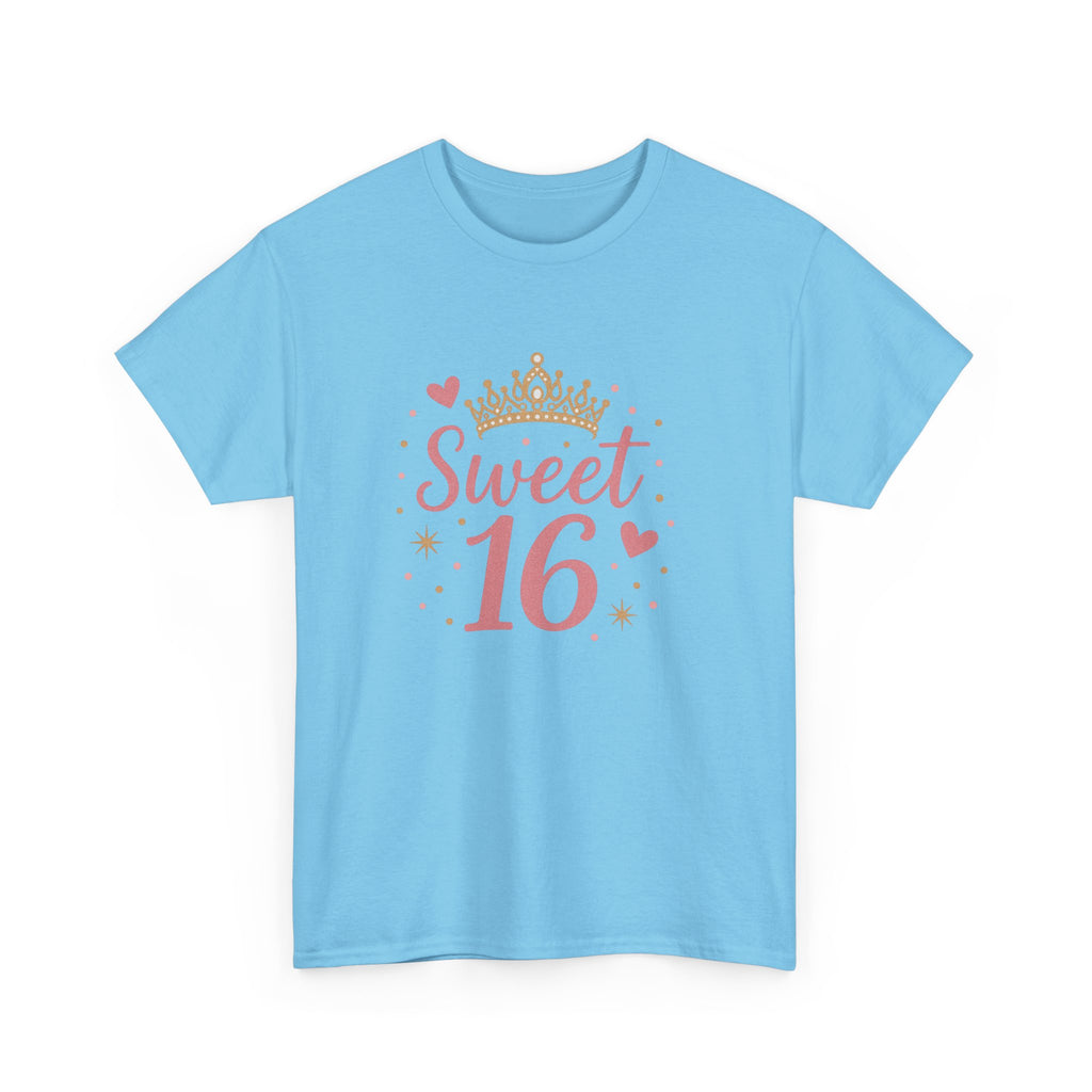 Sweet 16 Pink Crown T-Shirt — Sixteenth Birthday Celebration Tee