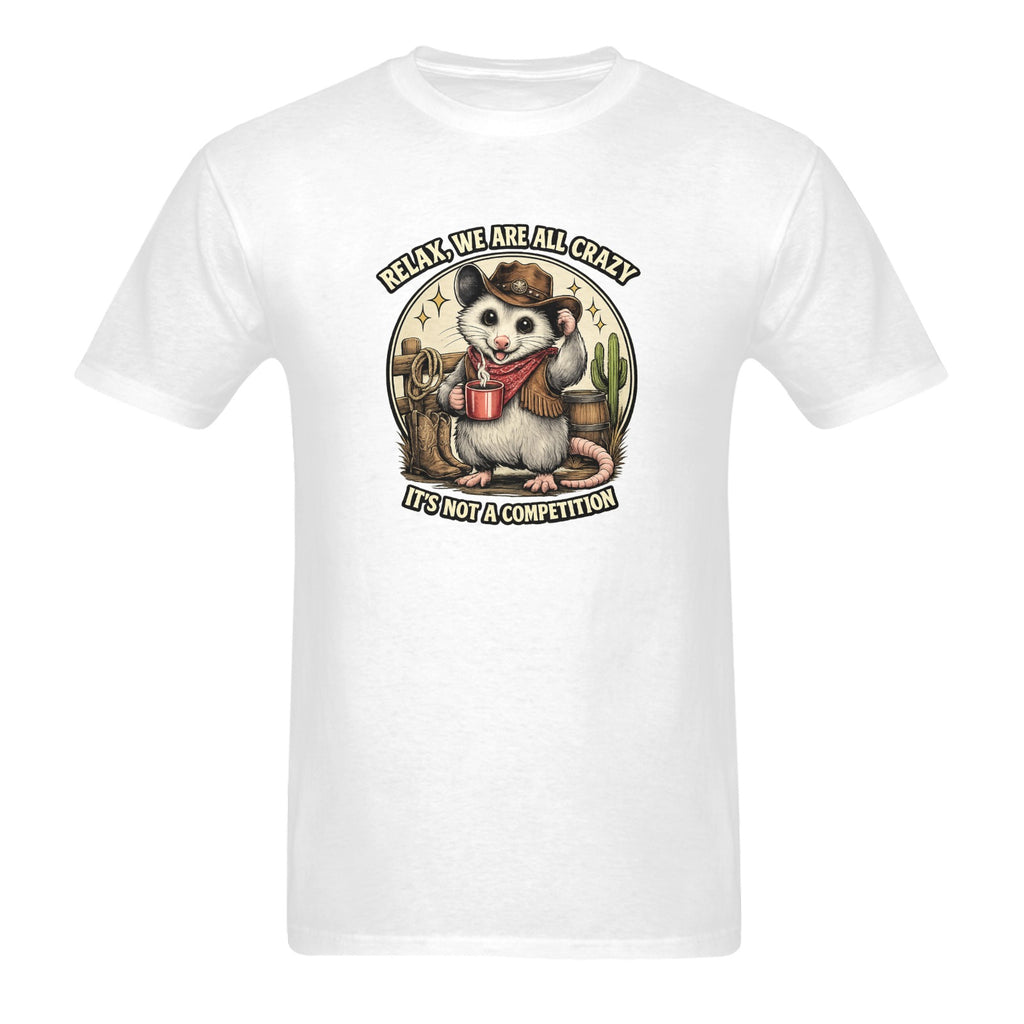Crazy Cowboy Possum Relax It's Not A Competition Graphic Tee