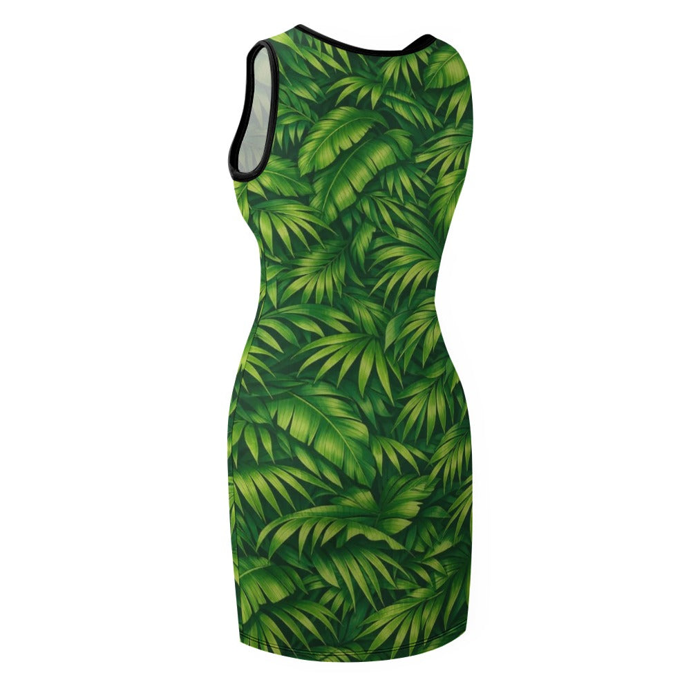 Palm Paradise Dress  Temperament Slim Fit Sleeveless Tank Dress