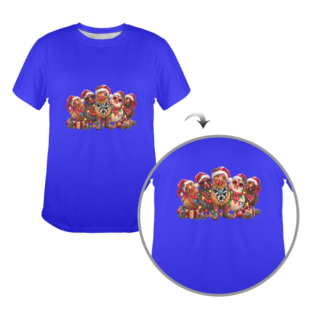 Santa's Sassy Hens Women's Christmas Tee – Funny Country Chicken Holiday Shirt