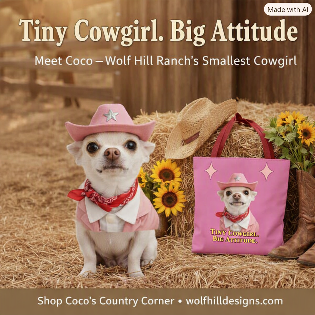 Tiny Cowgirl Pink Tote Bag (Coco The Chihuahua)