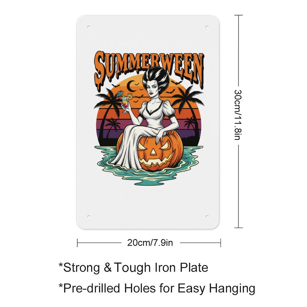 Summerween  The  Bride Tropical Halloween Metal Tin Sign  Made in USA