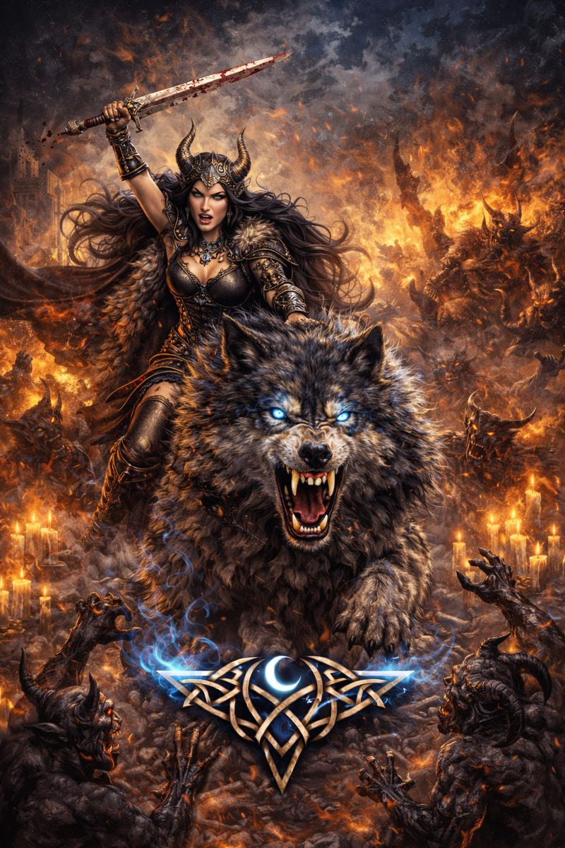 Battle Charge of the fierce Warrior Willow & the wolf
