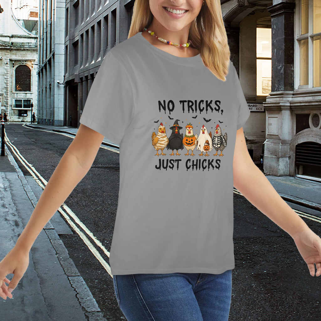 No Tricks, Just Chicks Halloween New Women's T-Shirt