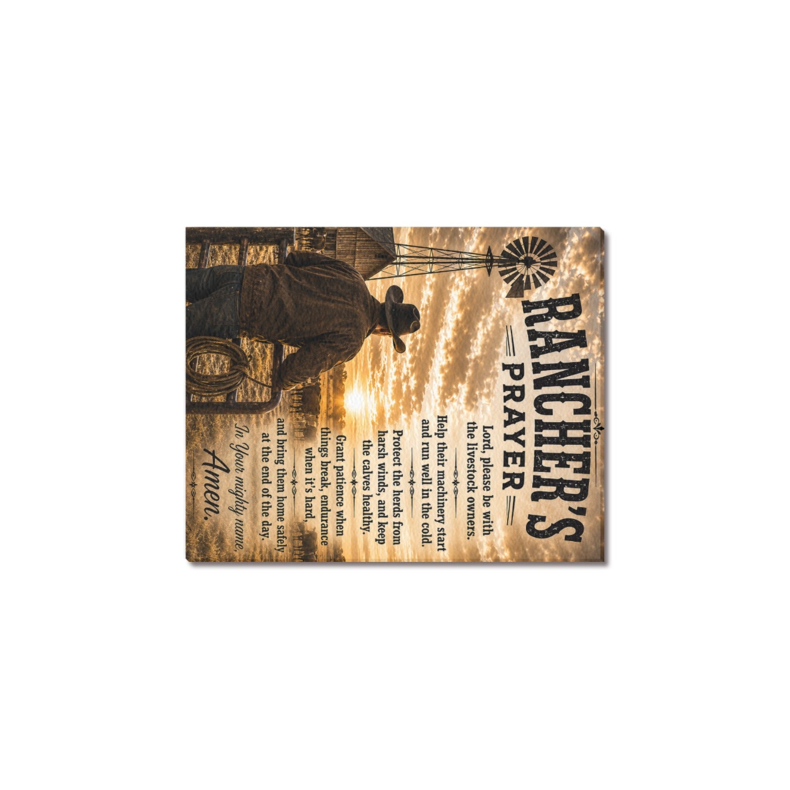 Ranchers Prayer Canvas Print 8" x10"(USA)