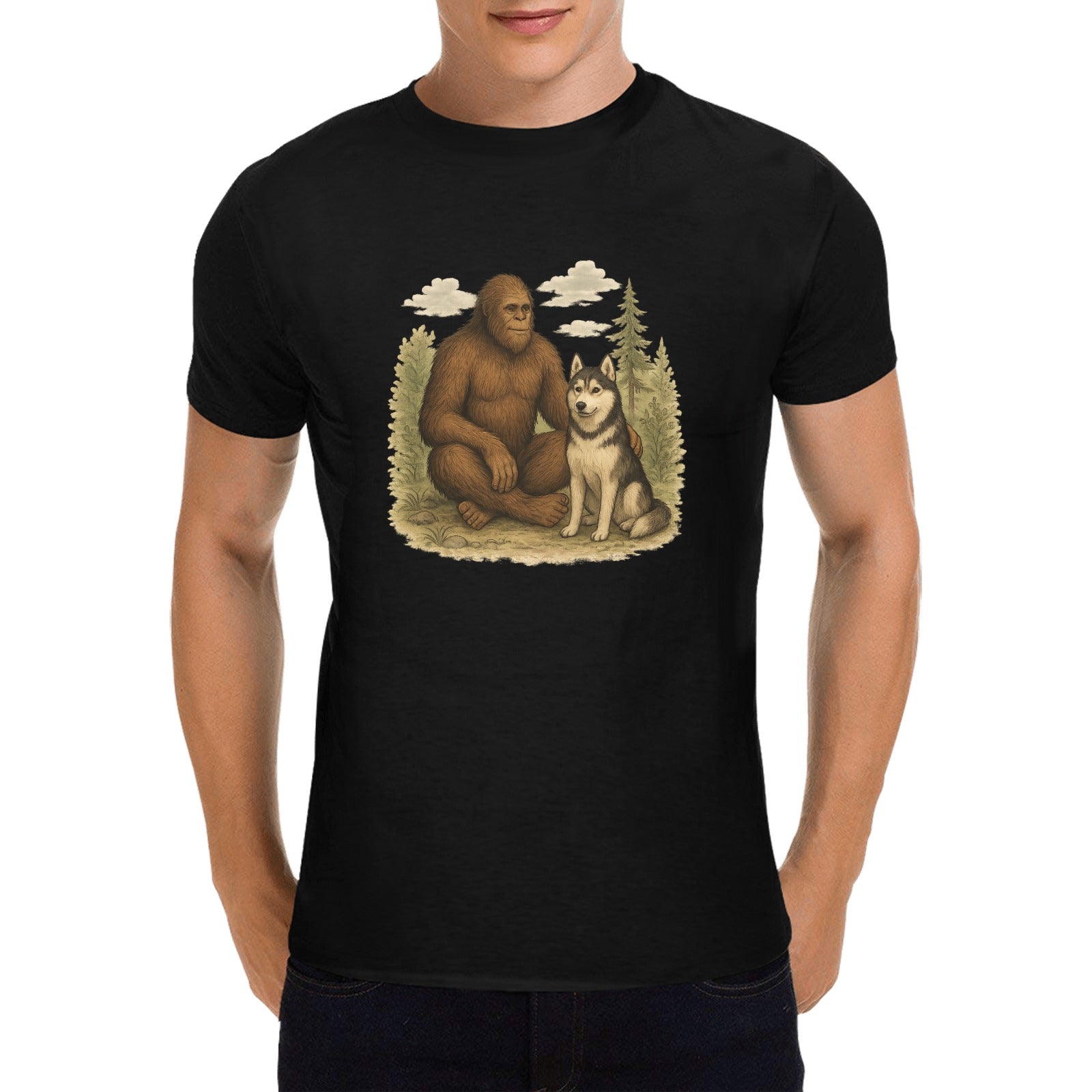 Men's Bigfoot and His Husky T-Shirt
