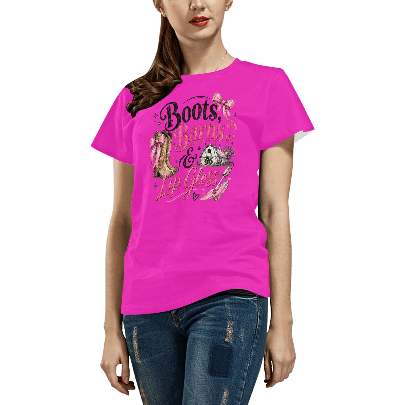 Women's Boots, Barns and Lip Gloss T-shirt