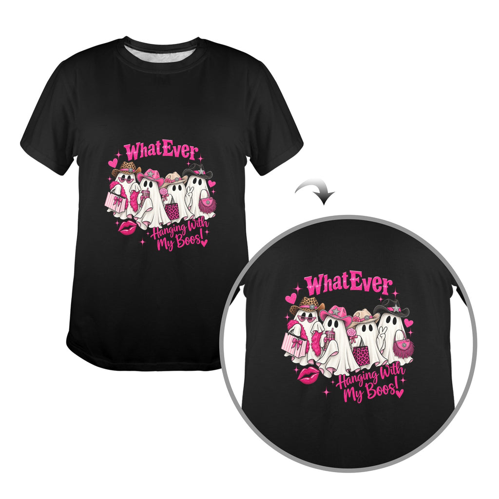 Whatever Hanging With My Boos Western Ghost Women’s Halloween Tee