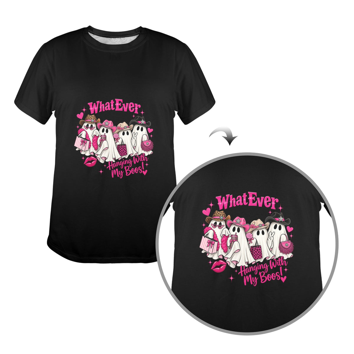 Whatever Hanging With My Boos Western Ghost Women’s Halloween Tee