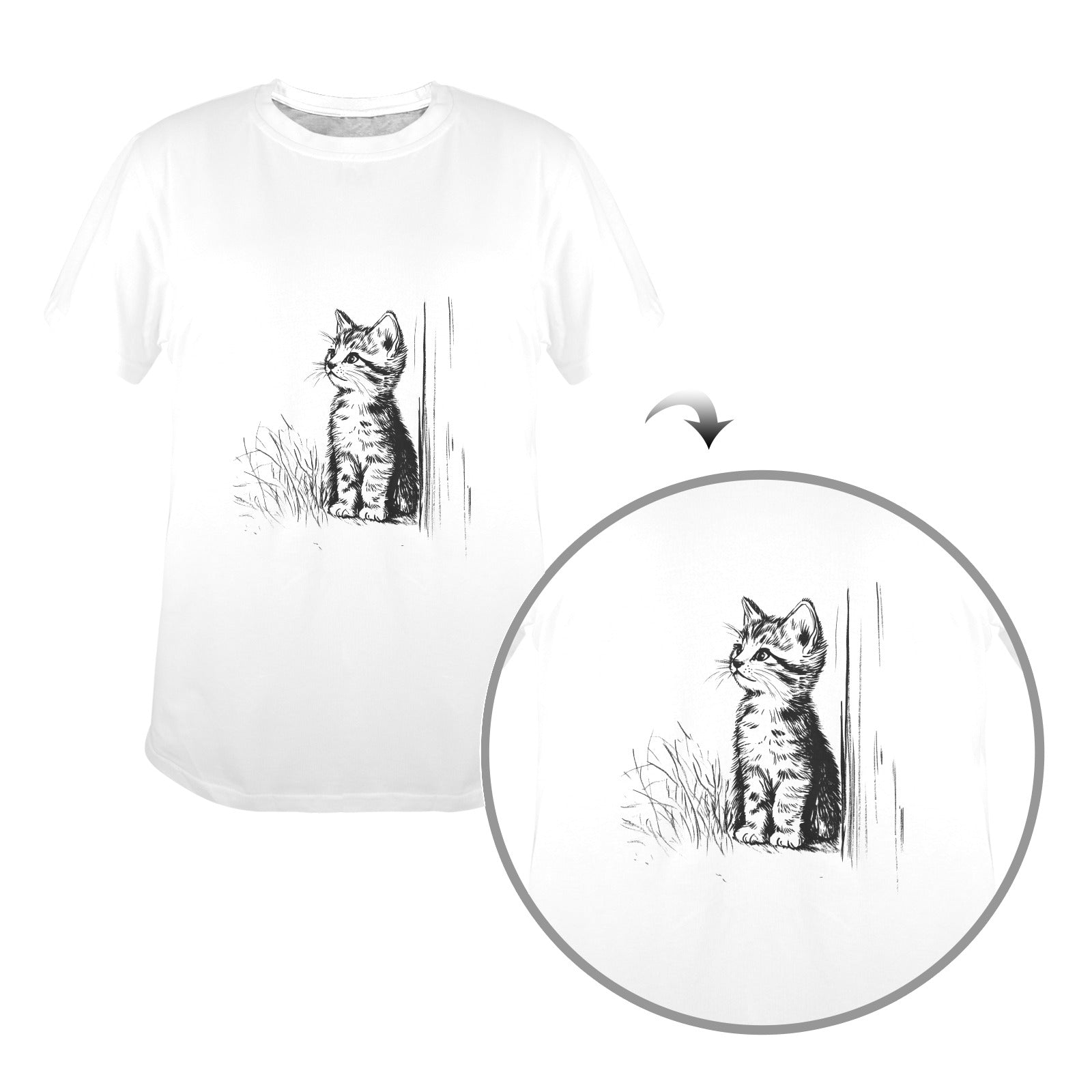 Curious Kitten Sketch Tee — Made in USA