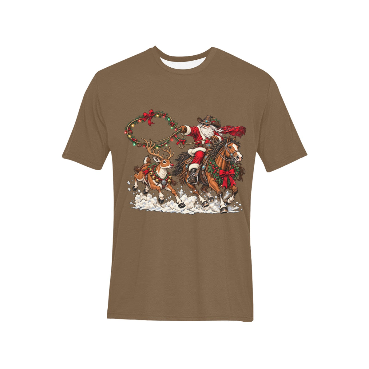 Cowboy Santa & Reindeer Rodeo Christmas Shirt  Men’s Western Holiday Tee🦌