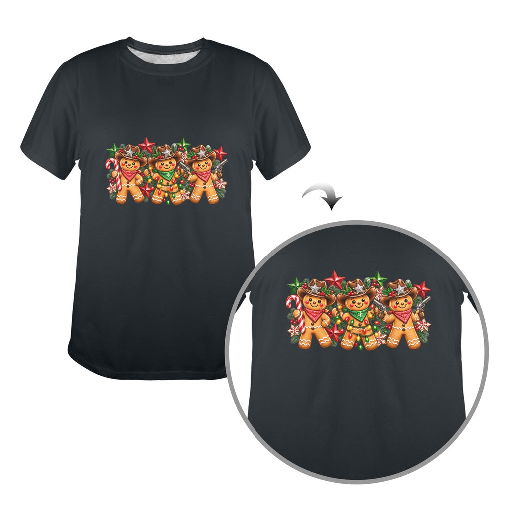 Gingerbread Cowboys Ladies Christmas Tee – Funny Western Holiday Shirt