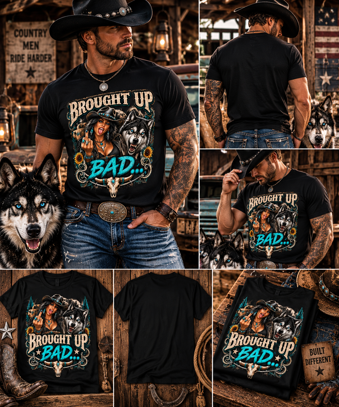 Brought Up Bad Unisex T-Shirt – Rebel Cowgirl & Wolf Western Graphic Tee