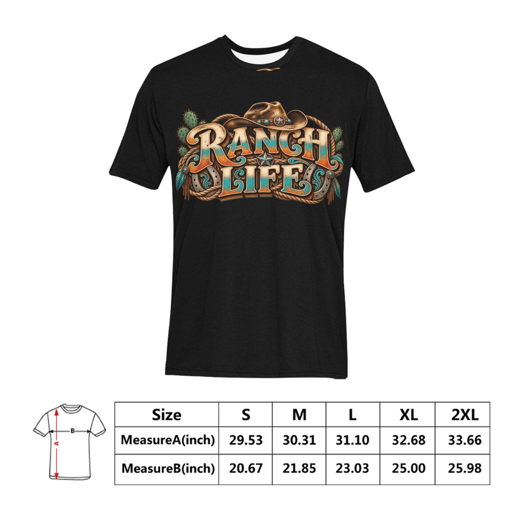 Ranch Life Men’s T-Shirt  Vintage Western Cowboy Ranch Graphic Tee