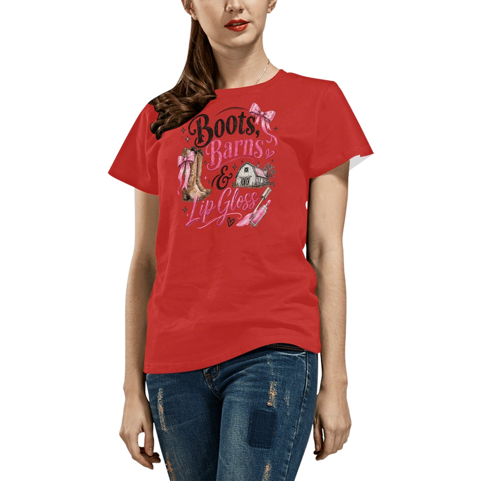 Women's Boots, Barns and Lip Gloss T-shirt