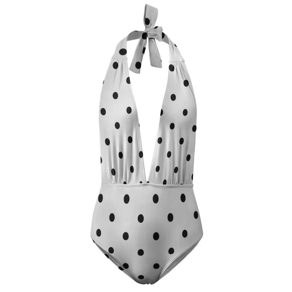 MIDNIGHT DOT  Ladies Halter One Piece Bikini Swimsuit