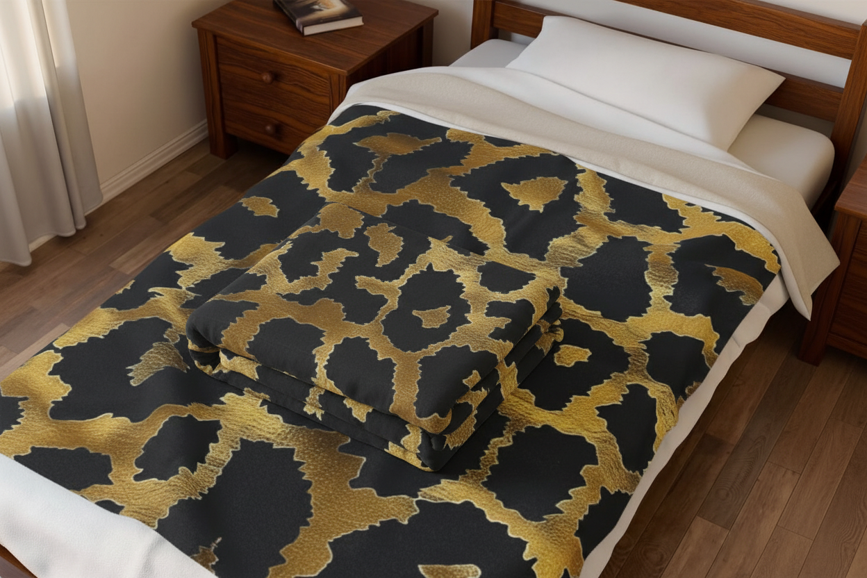 After Dark Leopard Throw — Bedroom Mockup