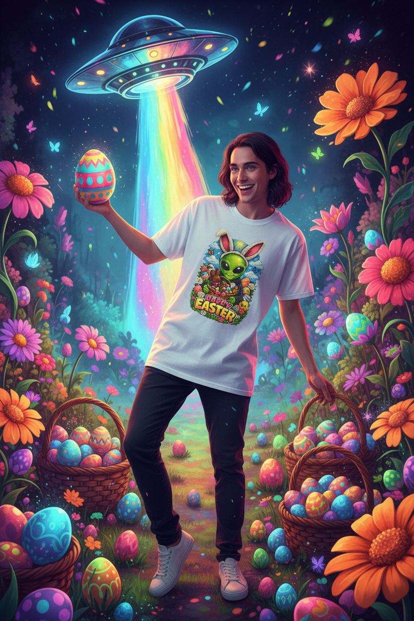 Alien Bunny Easter UFO Beam