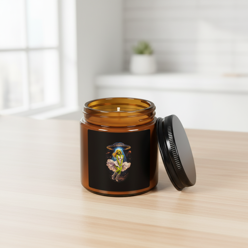 Alien Candle on Wooden Table