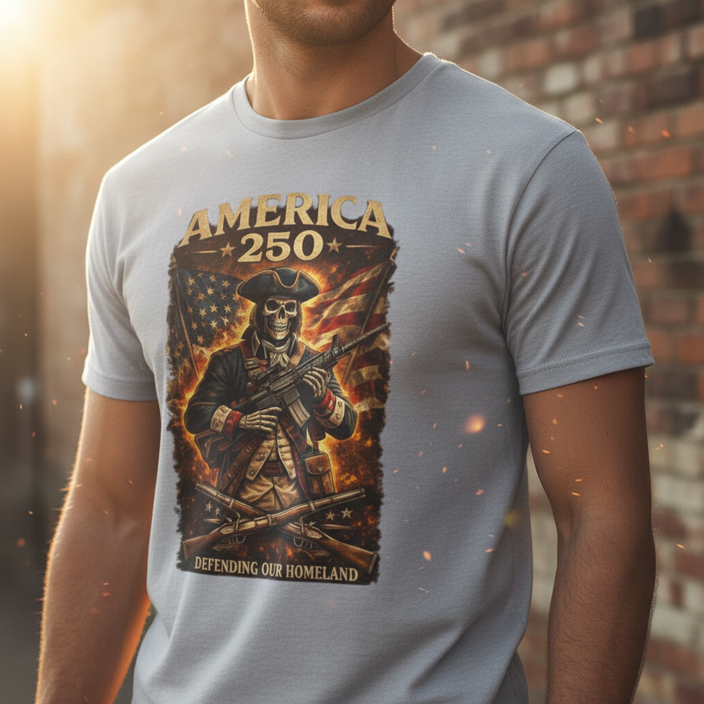 AMERICA 250 Crew Tee Close-Up Mockup 3