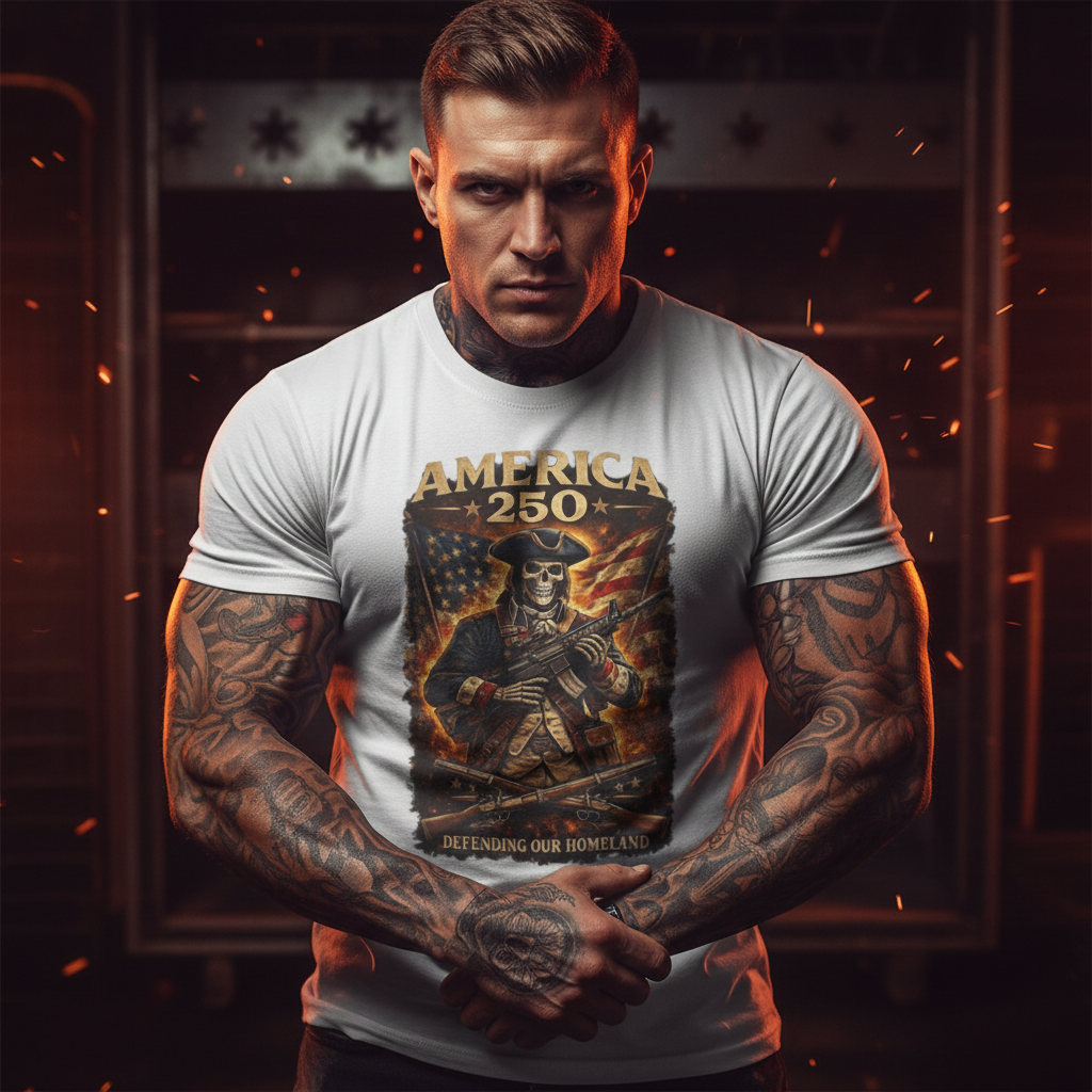 America 250 Patriotic Skull Badass Mockup 1