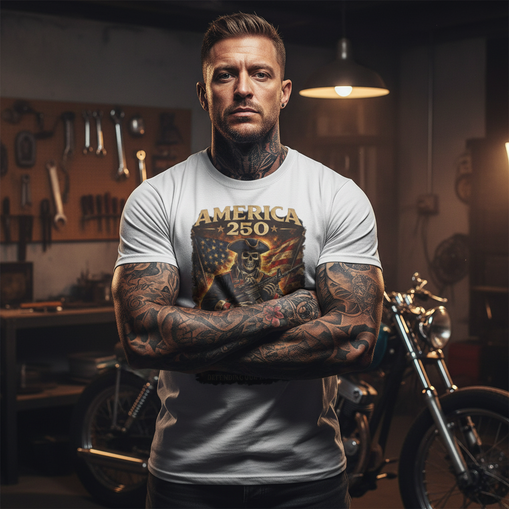 America 250 Patriotic Skull Badass Mockup 2