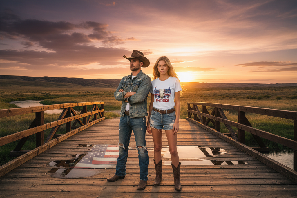 America Skull Tee - Couple Bridge