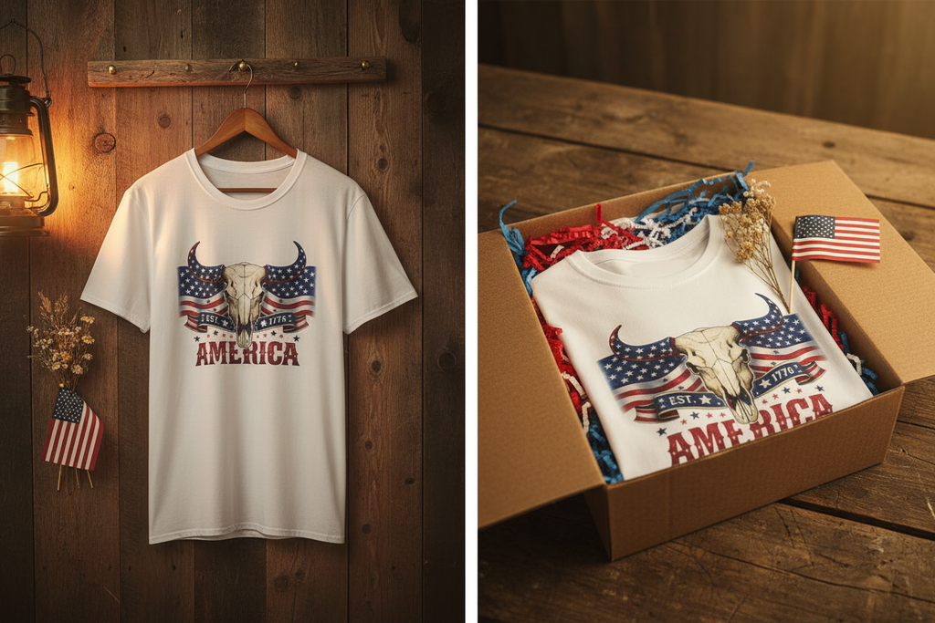 America Skull Tee - Hanger & Gift Box